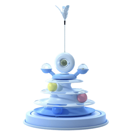 Cat Tower Toy – spinning base, chase & perches (color: Deep Sea Blue)