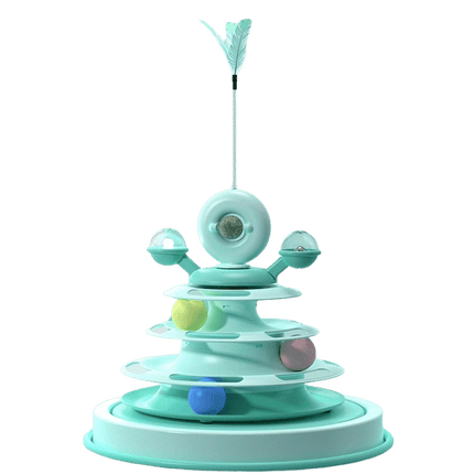 Cat Tower Toy – spinning base, chase & perches (color: Mint Green)