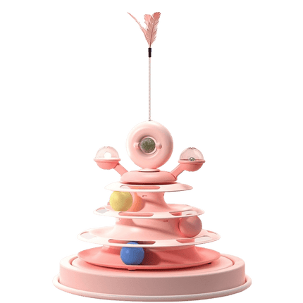 Cat Tower Toy – spinning base, chase & perches (color: Sweet Orange Pink)