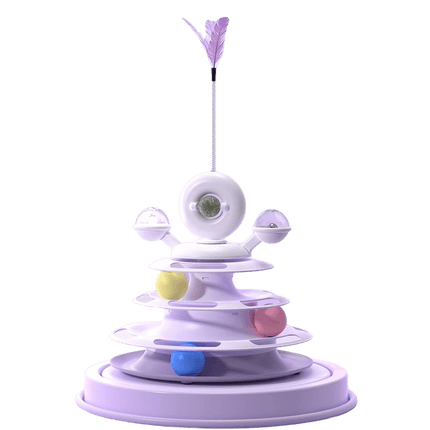 Cat Tower Toy – spinning base, chase & perches (color: Taro Purple)